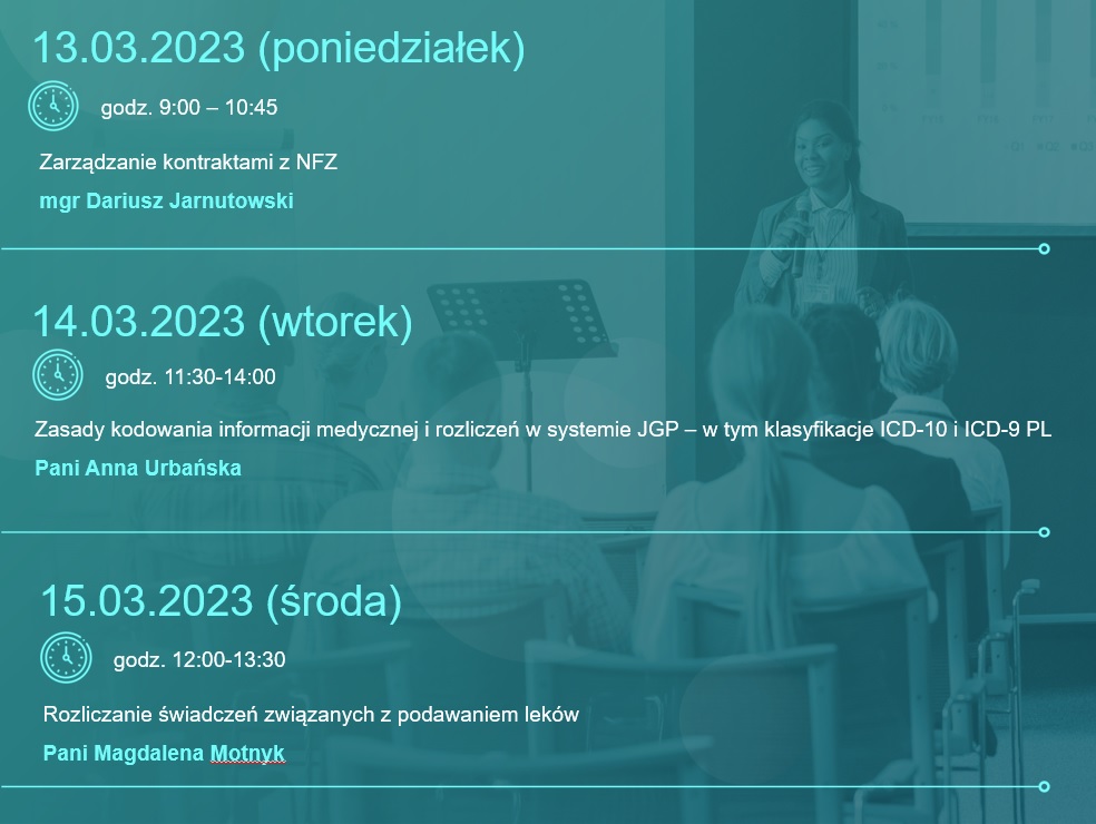 Harmonogram szkoleń Collegium AOTMiT – Standard Rachunku Kosztów dla grupy RZP - 13.03-15.03.2023